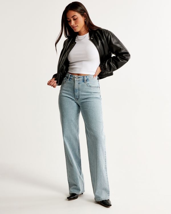 Women's Clothing & Women's Accessories | Abercrombie & Fitch High Rise 90s Relaxed Jean, Low Rise Baggy Jeans, Abercrombie Jeans, Shirt Tucked In, Women's Bottoms, Abercrombie And Fitch Jeans, Relaxed Jeans, Strapless Mini Dress, Baggy Jeans