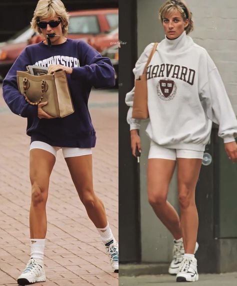 Shorts And Sweatshirt Outfit, College Student Needs, Bike Shorts Outfit, Luxe Aesthetic, Unique Eyewear, Princess Diana Fashion, Bicycle Gear, Biker Shorts Outfit, Outfit Gym