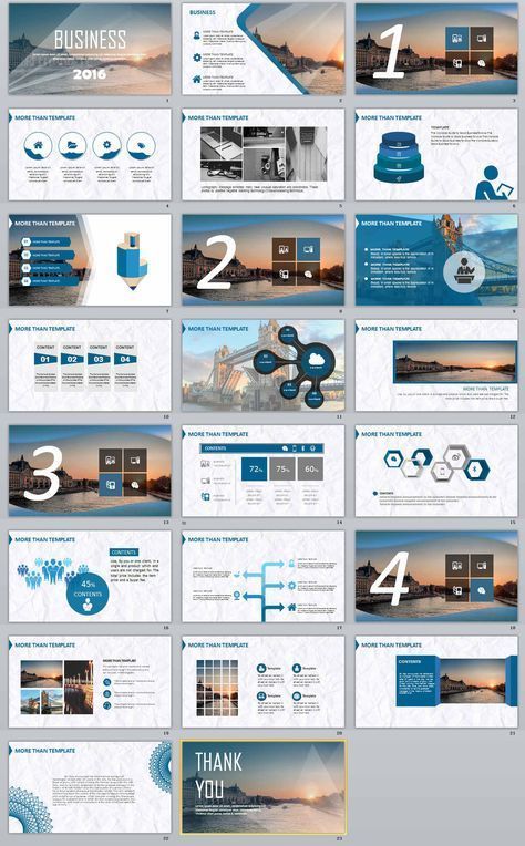 a bunch of blue and white powerpoint presentation templates