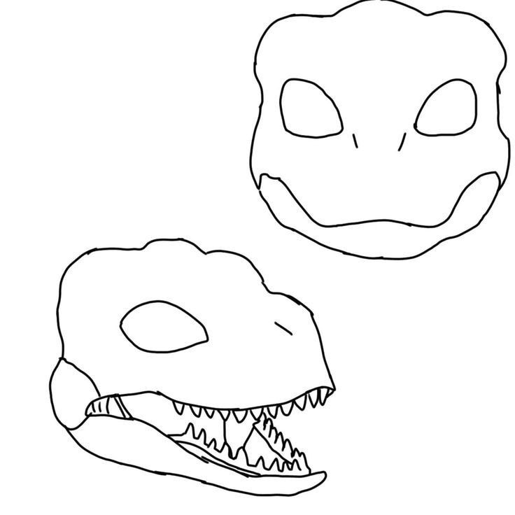 a drawing of a dinosaur's head and an animal's skull with sharp teeth