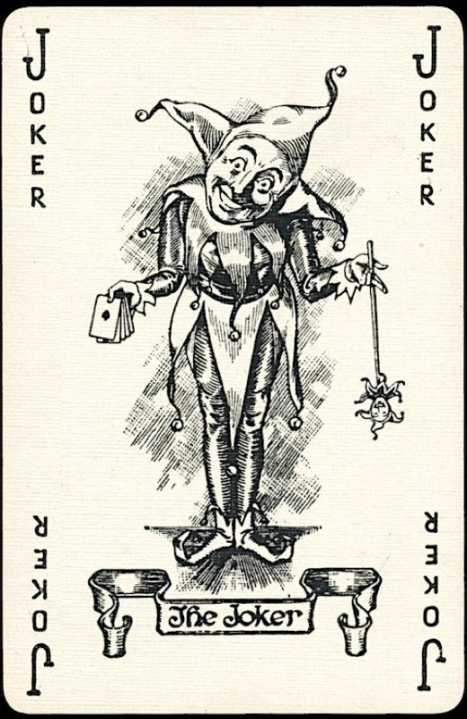 the joker playing card is shown in black and white