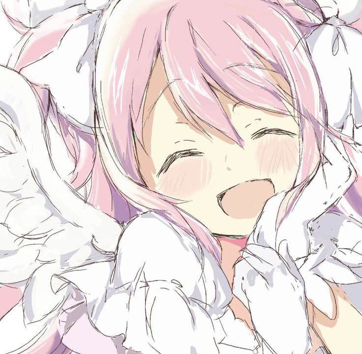 an anime character with pink hair and angel wings