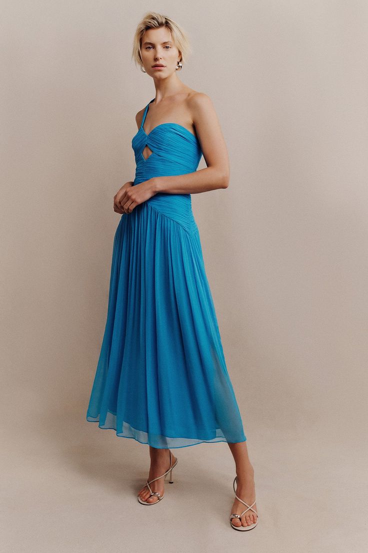 Margot One Shoulder Midi Dress | Aqua | Dresses | Shona Joy – Shona Joy International Chic One-shoulder Bridesmaid Dress For Summer, Chic Summer Bridesmaid One Shoulder Dress, One Shoulder Midi Dress For Spring Wedding Guest, Spring One-shoulder Midi Dress For Wedding Guest, One Shoulder Summer Bridesmaid Dress, One Shoulder Bridesmaid Dresses For Summer, Evening Off-shoulder Chiffon Midi Dress, Chiffon Off-shoulder Midi Evening Dress, Off-shoulder Midi Dress For Summer Gala