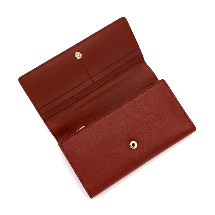 Make a bold statement with Red Leather Wallet for Women from Hedonist Chicago, designed for style and convenience This wallet is crafted from high-quality, soft leather and features a secure coin pocket to keep your change neatly stored. The rich red color adds a pop of vibrancy, making it a standout women's accessory. Inside, you’ll find multiple card slots, an ID window, and a spacious bill compartment, making it the perfect credit card wallet for women who want both practicality and elegance. Red Leather Trifold Wallet For Everyday, Classic Red Wallets With Removable Pouch, Travel Wallets With Interior Card Slots In Burgundy, Travel Wallet With Interior Card Slots In Burgundy, Burgundy Leather Wallet For Daily Use, Burgundy Leather Wallets For Daily Use, Red Leather Clutch Coin Purse, Red Leather Clutch Wallet, Red Business Wallet With Card Slots