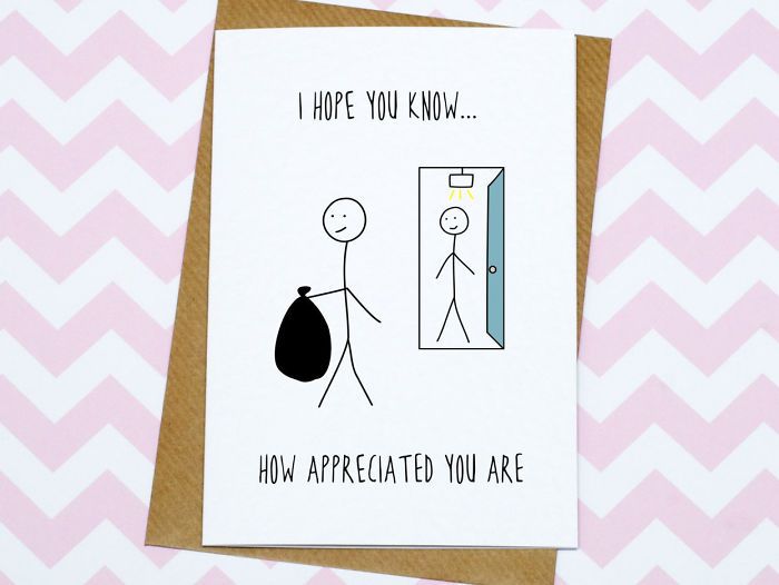 a card with an image of a man holding a bag and the words, i hope you know how appreciateted you are