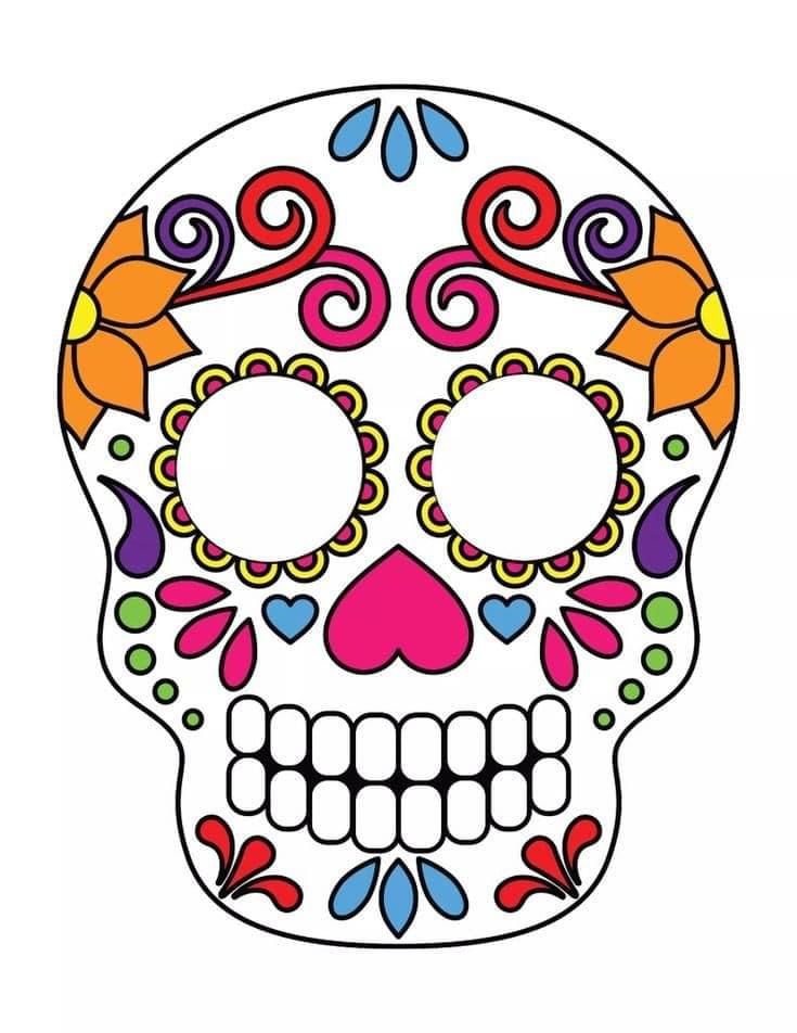 a sugar skull with colorful designs on it