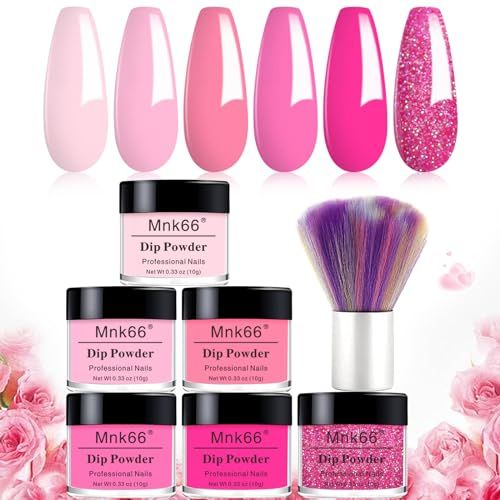 6 Colors Dip Powder Set, Pink Glitter Christmas Dipping Powder Color Set, Glossy Nail Art Manicure DIY Salon Home Gift for Ladies (YYSDDPS-No.10-6PCS) Pink Glitter Christmas, Diy Salon, Manicure Diy, Led Nail Lamp, Dip Powder Nails, Dip Powder, Diy Manicure, Glitter Christmas, Powder Nails