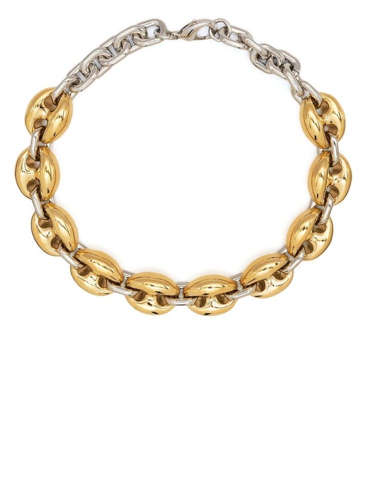 gold/silver aluminium/brass two-tone design chain-link detailing lobster claw fastening Neck Accessories, Earring Gold, Gold Choker Necklace, Gold Choker, Women Accessories Jewelry, Paco Rabanne, Jewelry Inspo, Fashion Jewelry Necklaces, Color Oro