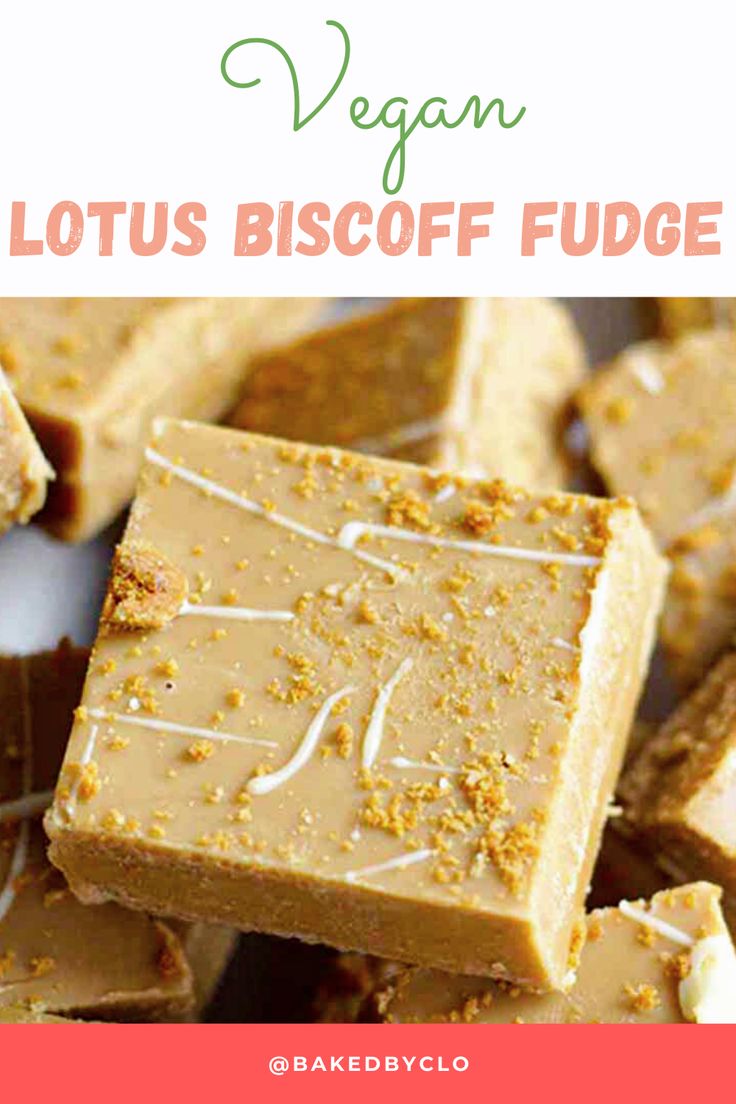 vegan lotus biscoff fudge with text overlay