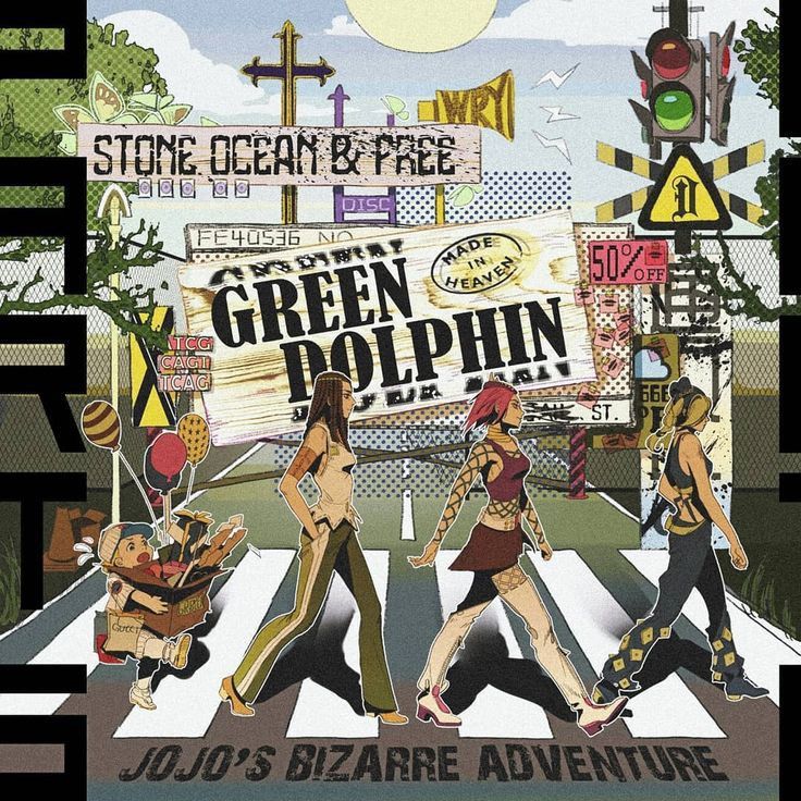 the cover art for green dolphin's album, 100's bizarre adventure