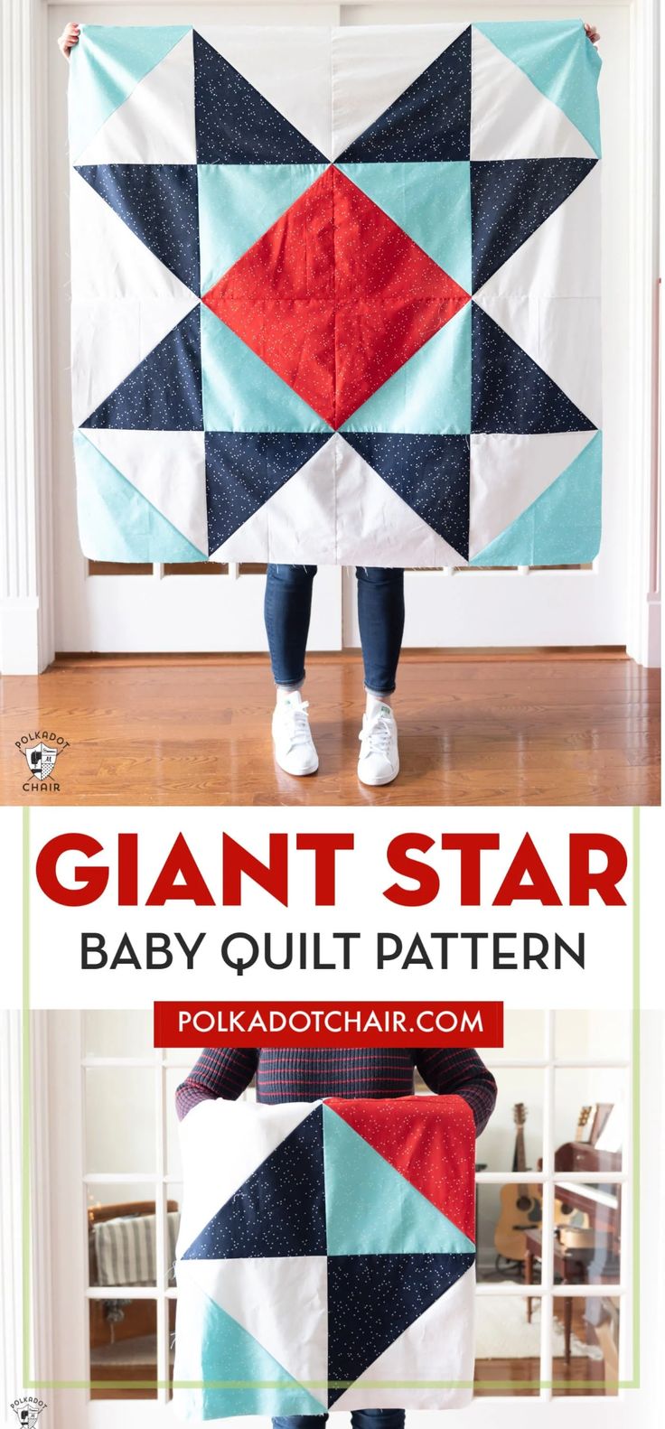 the giant star baby quilt pattern is easy to make