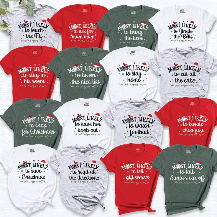 Most Likely Christmas Shirt, Santa Custom Shirt, Family Christmas T-Shirt, Party Shirt, Matching Group Christmas Shirt, tees For Christmas, HI! Welcome to my store, I'm delighted to see you here. My store's main goal is to provide you with premium everyday apparel with the best graphic t-shirts. I see you as a friend, not just a customer. I'm sure you'll love my designs. You can order the same design 4XL and 5XL large sizes from the link, please specify the details in the order note.   https://e Christmas Pj, Christmas Jammies, Christmas Tee Shirts, Matching Christmas Shirts, Christmas T Shirt Design, Christmas Party Shirts, Christmas Pjs, Group Shirts, Xmas Shirts