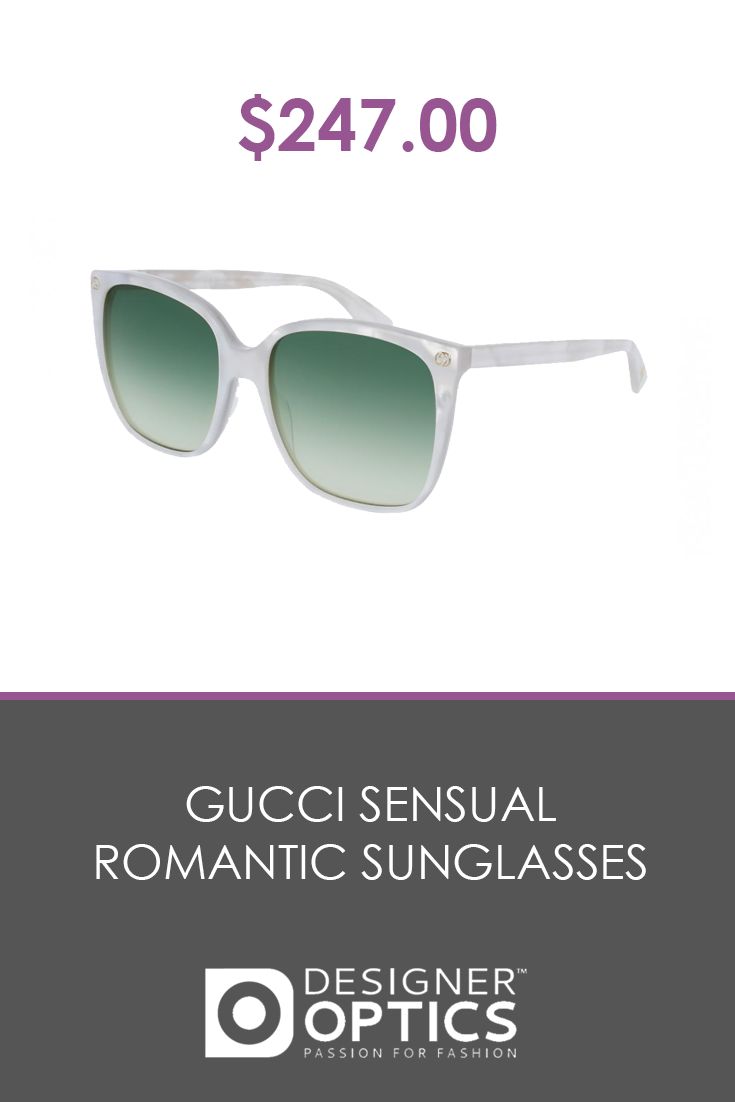 $247.00  We can never get enough of a good cat eye. Gucci understands the softer side of a woman and names this pair "Sensual and Romantic." Soften your image with this pair of sunnies.   #GucciSunglasses #GucciEyewear #FreeShipping #Eyewear #DesignerOptics #PriceMatch Trendy Gucci Rectangular Sunglasses, Trendy Gucci Acetate Sunglasses, Gucci White Sunglasses With Uv Protection, Luxury White Gucci Sunglasses, Elegant White Gucci Sunglasses, Gucci Rectangular Sunglasses With Gradient Lenses, Casual White Gucci Sunglasses, Foil Printing, Gucci Eyewear