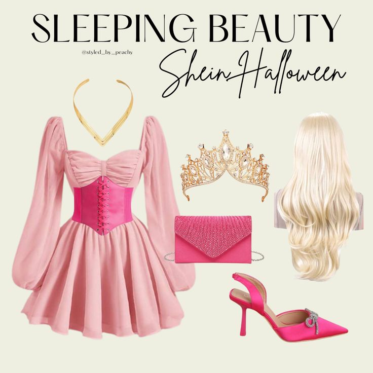 Sleeping Beauty Halloween Costume Aurora Disney Princess Outfit DIY Shein outfit styled looks Princess Costume Accessories, Aurora Sleeping Beauty Disneybound, Disney Bounding Sleeping Beauty, Cute Aurora Costume, Princess Aurora Costume Women, Aurora Sleeping Beauty Costume Diy, Diy Aurora Costume Women, Disney Shein Outfits, Halloween Costumes Sleeping Beauty