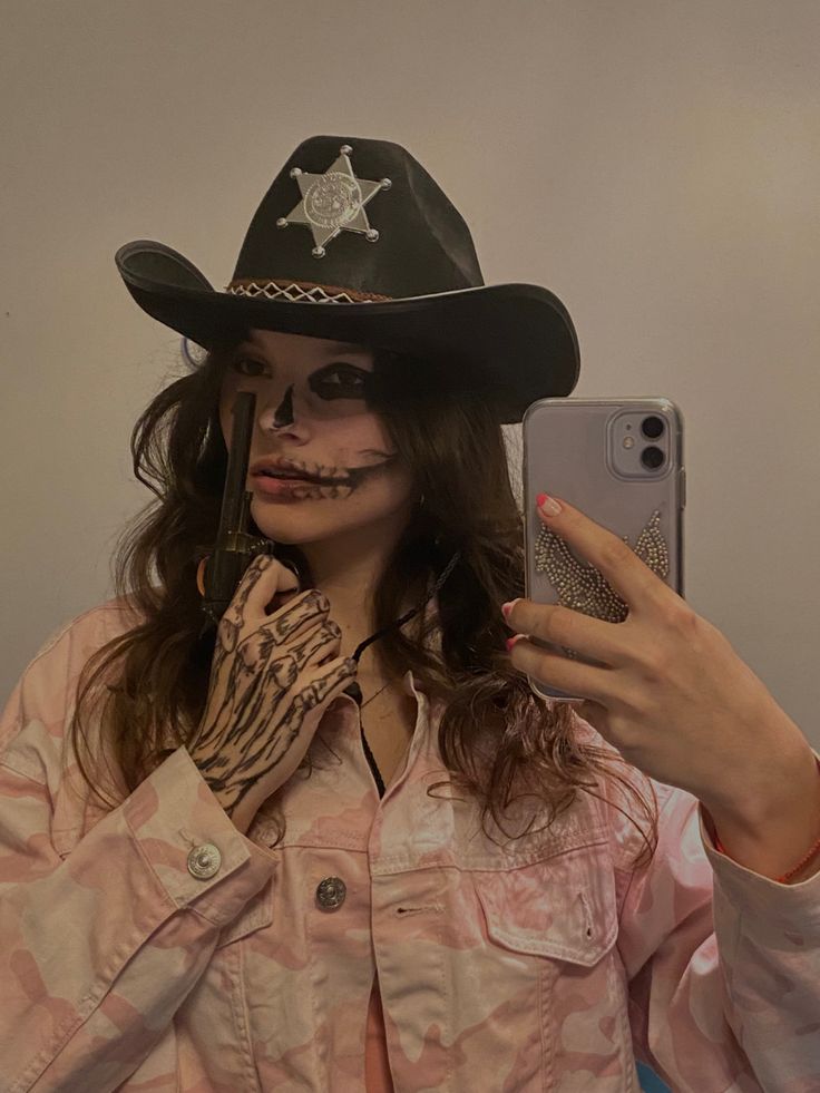 Spooky Cowgirl Makeup, Spooky Cowgirl Costume, Skull Cowgirl Makeup, Vampire Cowgirl Costume, Killer Cowgirl Costume, Ghost Cowboy Costume, Cowgirl Skeleton Costume, Cowboy Skeleton Costume, Zombie Cowgirl Makeup