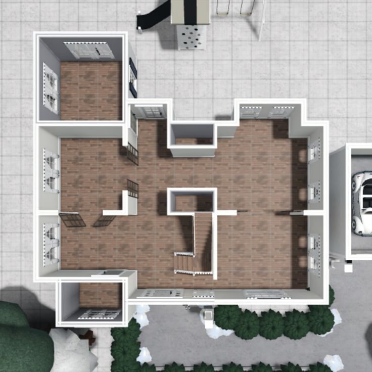 an aerial view of a kitchen and living room