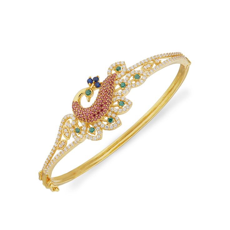 Buy Indian Gold Bracelets for Men and Women Online Peacock Bracelet Gold, Braslet Gold Women Fashion, Bangle Bracelets Gold Simple For Women, Braclete Jewelry Gold, Bracelets For Women Gold Indian, Women Gold Bracelet Designs, Ladies Bracelets Gold Design, Gold Bracelets For Women Indian, Bracelets Gold Simple For Women