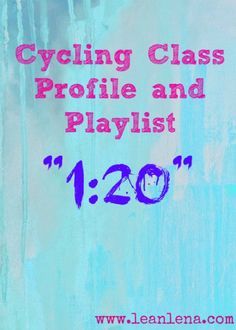 a blue and pink poster with the words cycling class profile and playlist on it