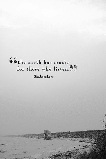 a black and white photo with a quote from shakespeare on the beach, surrounded by trees