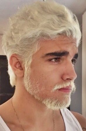 Men's Bleached Hair and Beard White Hair Men, Bleached Hair Men, Blonde Dye, Mens Hair Colour, Men Hair Color, White Beard, Corte De Cabelo Masculino, Platinum Blonde Hair, Bleached Hair