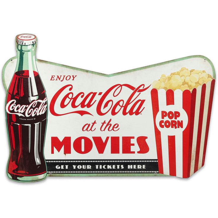 an old fashioned coca cola sign with popcorn