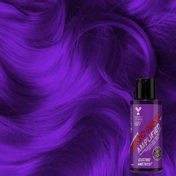 Electric Amethyst™ - Amplified™, glowing purple, glowing violet, medium violet, medium violet, glowing purple, bright purple, bright violet, amethyst violet, amethyst purple, iris purple, blue based violet, blue toned violet, blue based purple, blue toned violet, semi permanent hair color, hair dye Lightening Hair, Purple Hair Dye, Bright Purple Hair, Manic Panic Hair Color, Permanent Hair Dye Colors, Bob Length, Manic Panic Hair, Violet Hair Colors, Short Hair Up