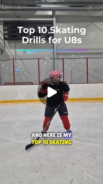 a person on an ice rink holding a hockey stick with the caption top 10 skating drills for u s