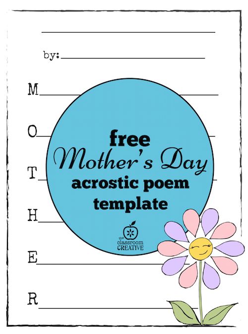 the free mother's day acrostic poem template is shown with flowers on it