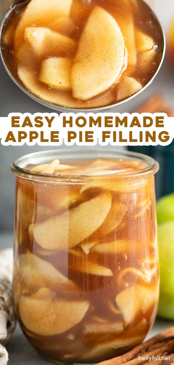 homemade apple pie filling in a glass jar