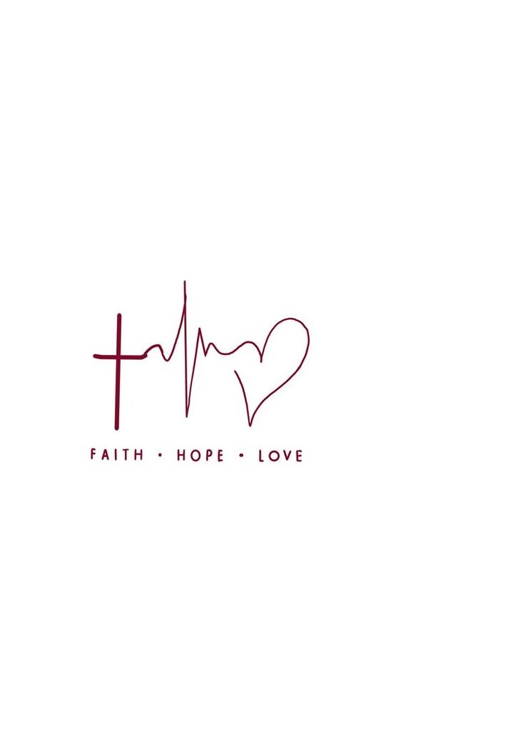 the words faith hope and love written in red ink on a white background with a heart