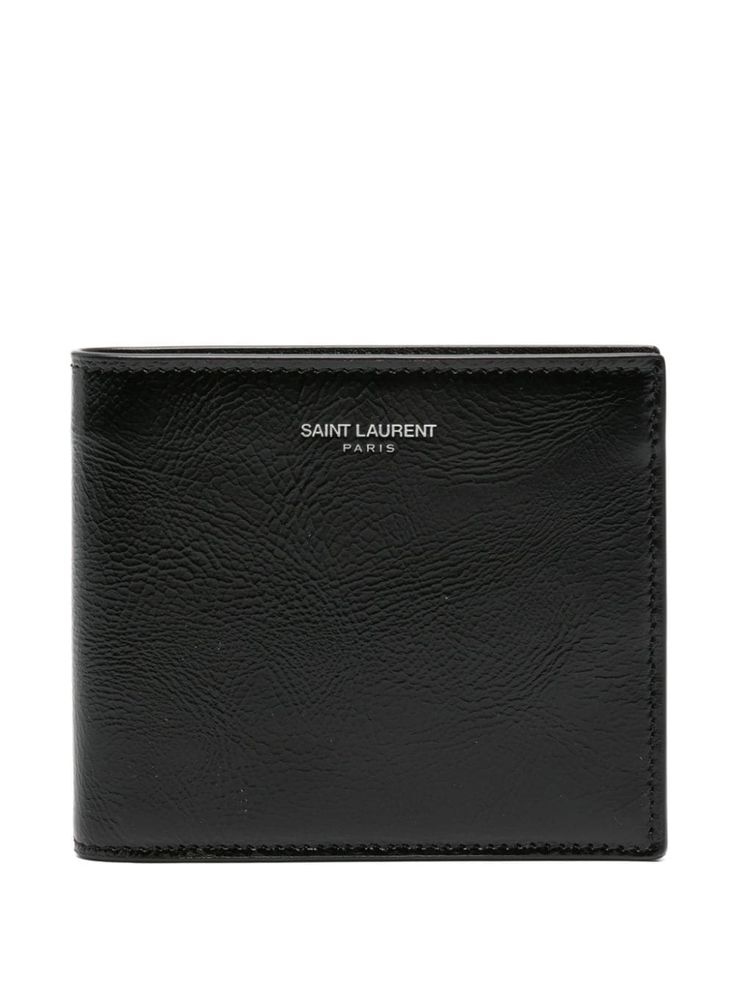 black calf leather cracked texture logo stamp to the front bi-fold design debossed internal logo internal note compartments internal card slots Bi Fashion, Cracked Texture, Texture Logo, Saint Laurent Wallet, Black Wallet, Men Style Tips, Leather Texture, Custom Watch, Logo Stamp