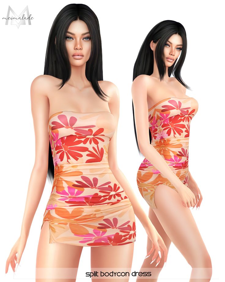 an image of a woman in a swimsuit with flowers on the bottom and side