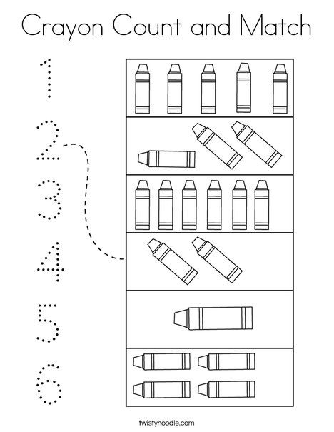 a printable worksheet with the words crayon count and match on it