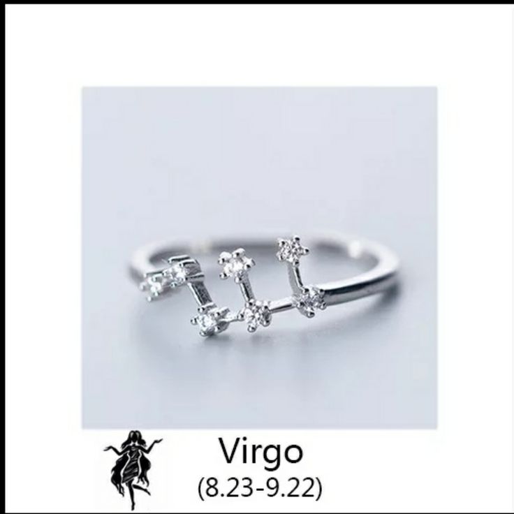 These Are Very Cool Pretty And Dainty! This One Is The Star Constellation For The Sign Virgo! *Simulated Diamonds And Set In 925 Stamps Adjustable Ring :-) I Have Every Sign I Just Need To Get Busy Putting Them Up. Virgo Star Constellation, Virgo Ring, Virgo Constellation, Star Constellation, Star Constellations, Star Ring, Women Artisans, Sign I, Adjustable Ring