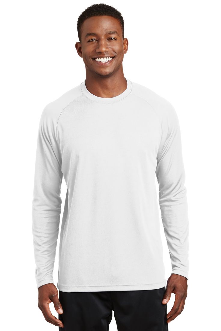 Sport-Tek ® Dry Zone ® Long Sleeve Raglan T-Shirt. T473LS - WHITE - XS | Sport-Tek Athletic Dry Zone Long Sleeve Raglan T-Shirt in White Size XS | Polyester Mens Workout Pants, Work Wear Women, Mesh Long Sleeve, Athletic Apparel, Zip Sweatshirt, Wicks, Mens Fitness, Screen Printing, Long Sleeve Tshirt Men