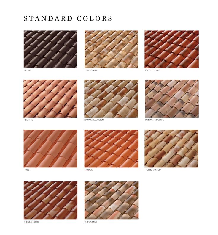 the different colors of roof tiles are shown in this page, and there is also an image