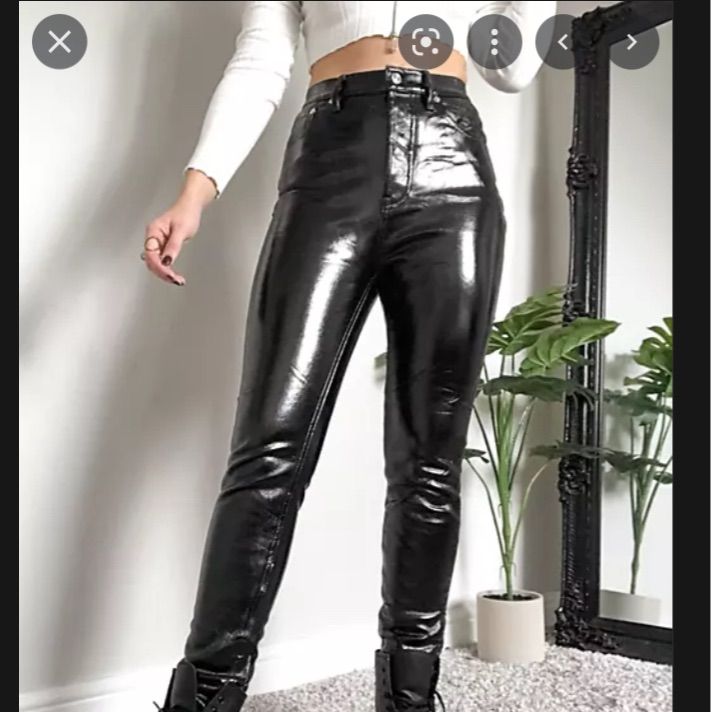 Brand New With Tags Chic Fitted Shiny Black Bottoms, Chic Shiny Black Party Bottoms, Chic Shiny Black Bottoms, Trendy Shiny Black Bottoms, Vinyl Leggings, Faux Leather Leggings, Jeans Color, Dress And Heels, Leather Leggings