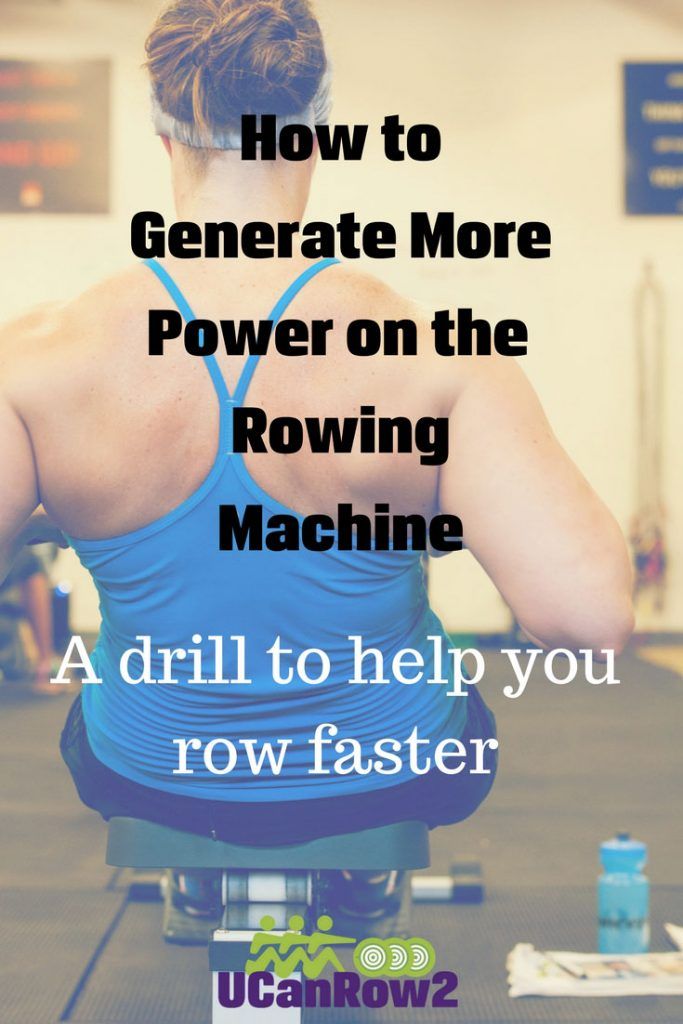 a woman sitting on a rowing machine with the words how to generator more power on the rowing machine