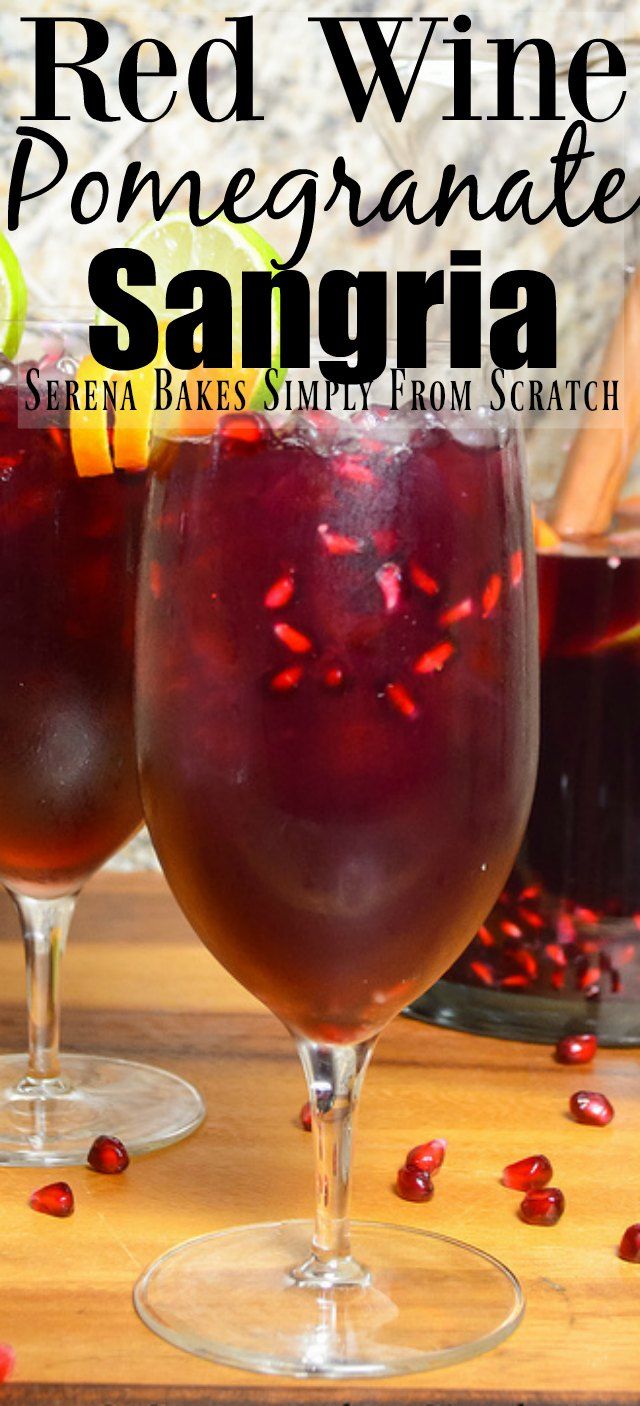 red wine pomegranate sangria served in glasses