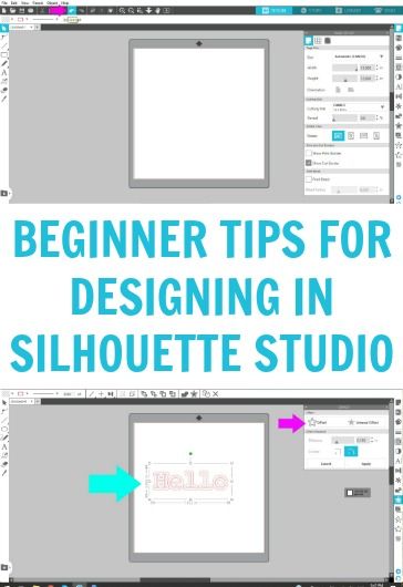 two screens with the text beginner tips for designing in silhouette studio