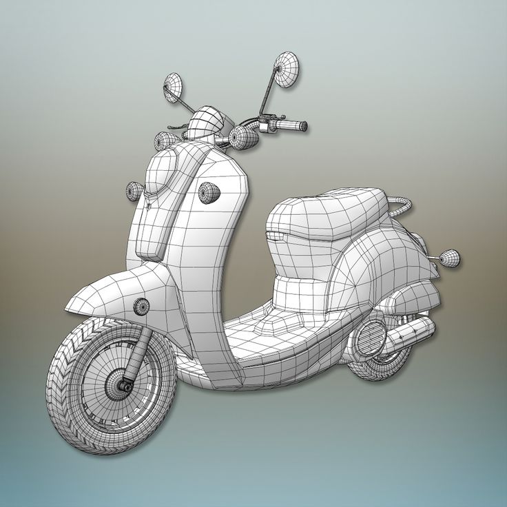 a scooter is shown in 3ds max and has no wheels on it