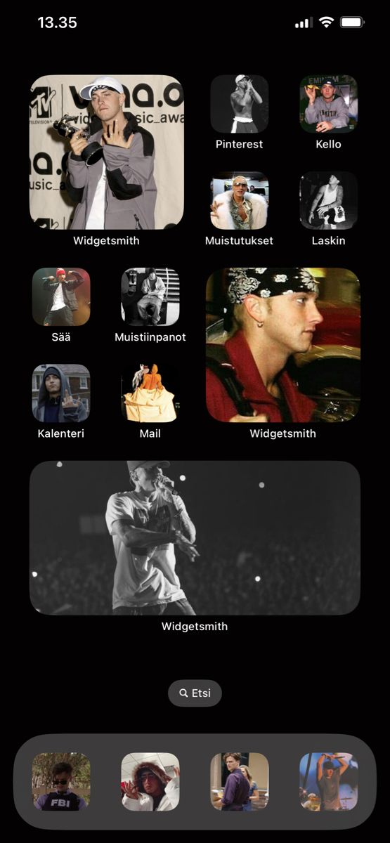 an iphone screen with many different pictures and text on the bottom right corner, including two men's faces