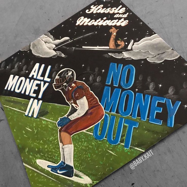 there is a sticker on the ground that says, all money in no money out