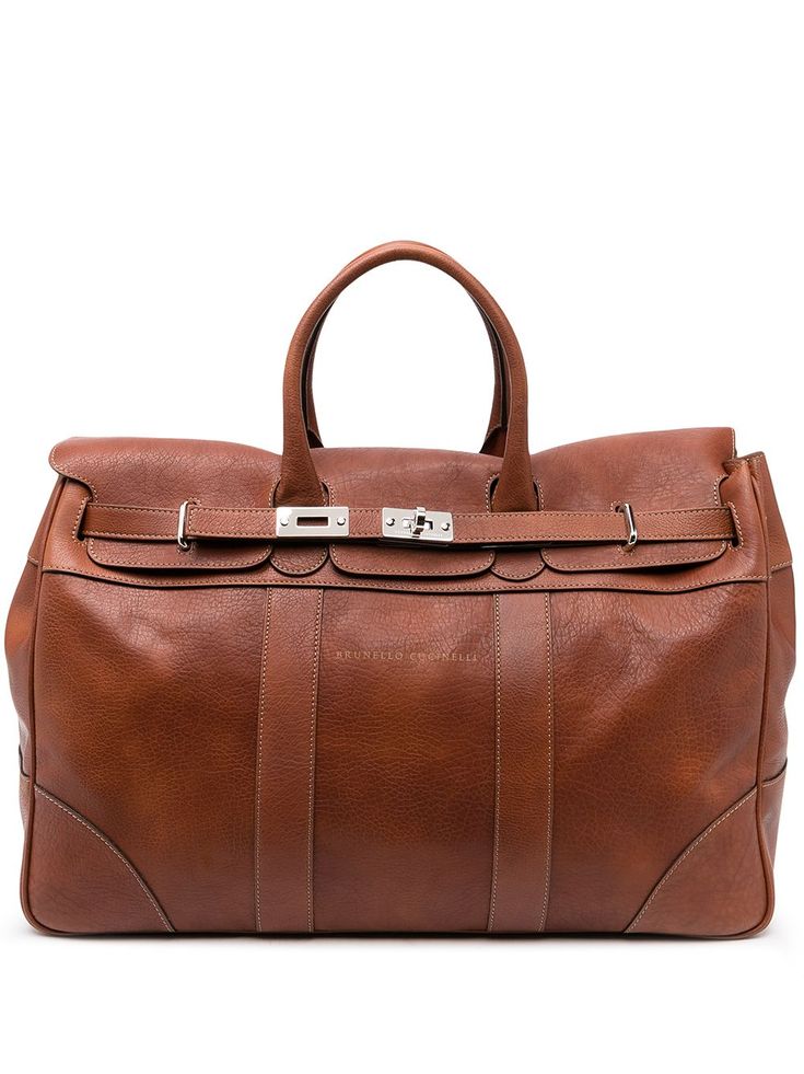 Shop Brunello Cucinelli top-handle leather holdall bag with Express Delivery - FARFETCH Prada Backpack, Leather Holdall, Holdall Bag, Masculine Fashion, Top Handle, Brunello Cucinelli, Leather Top, Luggage Bags, Belt Bag