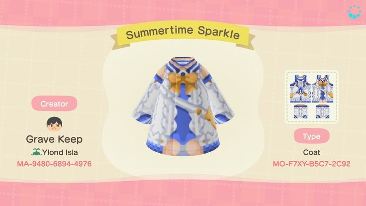 an animal crossing character's outfit is shown in this screenshot from the game summertime sparkle