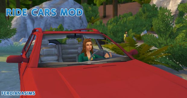 the woman is driving her red car in the video game ride cars mod,