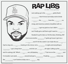 the rap libs poster is shown in black and white, with an image of a man