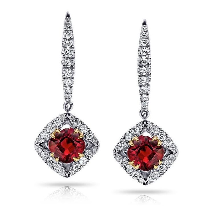 Formal Red Diamond Earrings, Formal Red Diamond Drop Earrings, Red Diamond Drop Earrings For Formal Occasions, Red Diamond Drop Earrings For Formal Events, Formal Red Earrings With Diamond Accents, Formal Red Halo Design Earrings, Red Halo Design Earrings For Formal Occasions, Red Halo Earrings For Formal Occasions, Red Halo Setting Earrings For Formal Occasions