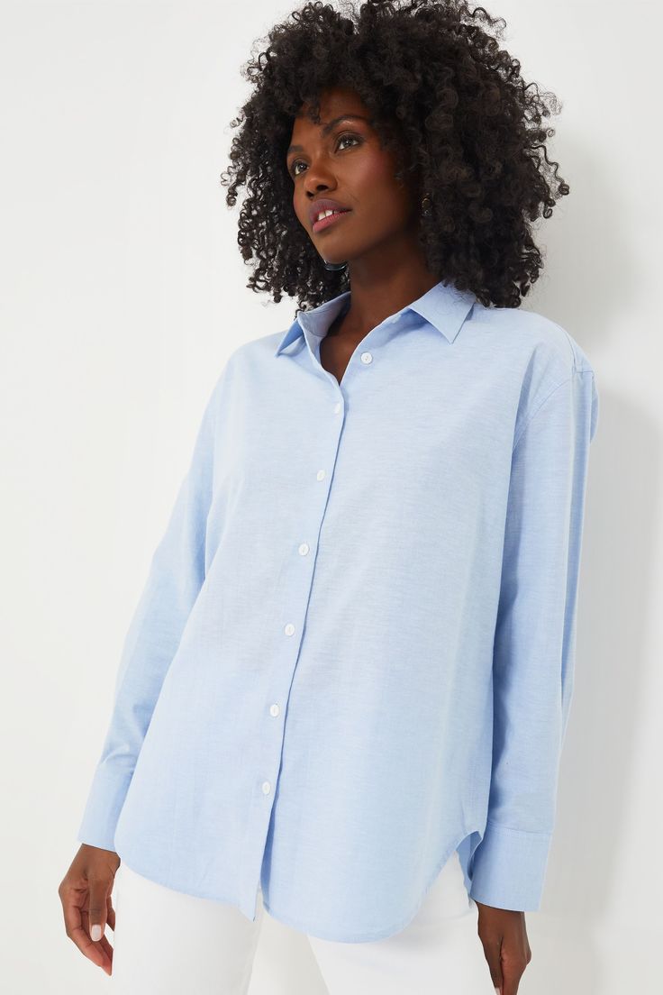 Blue Lightweight Oxford Nadine Boyfriend Button Down Light Blue Jeans, French Blue, Oversized Top, The Favorite, Wardrobe Basics, Linen Blazer, Classic Shirt, Casual Wardrobe, Oversized Fits