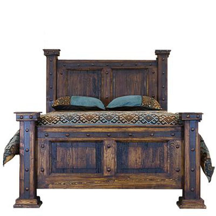 Finca Wood Bed Frame Coastal Style Bedroom, Rustic Bed Frame, Rustic Bedroom Furniture, Western Bedroom, Eclectic Furniture, Luxury Duvet Covers, Western Furniture, Pallet Furniture Bedroom, Rustic Bedding